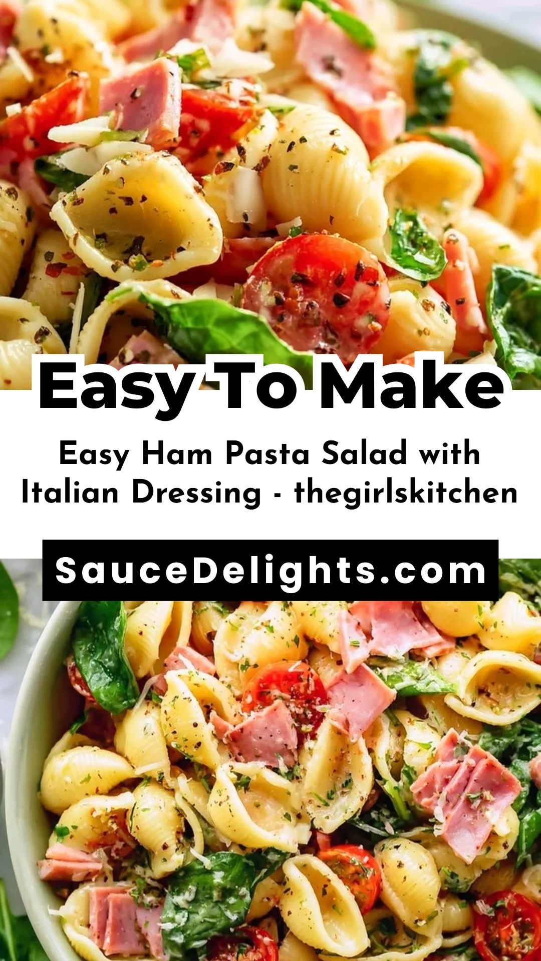 Easy Ham Pasta Salad with Italian Dressing - thegirlskitchen