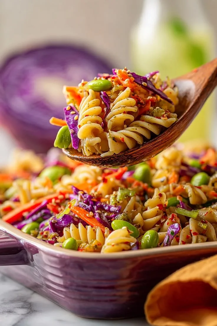 Ginger Asian Edamame Pasta Salad - thegirlskitchen