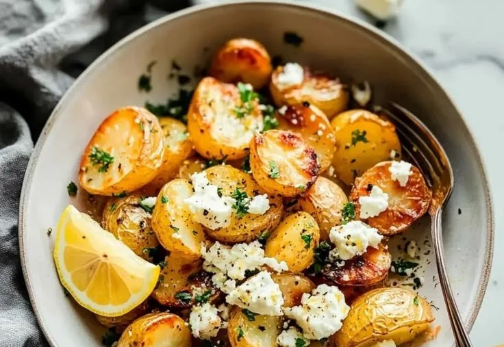 Delicious Greek Roast Potatoes seasoned and baked to perfection