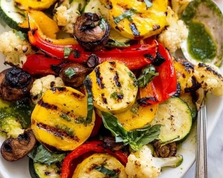 Grilled Vegetables with Fresh Basil Vinaigrette