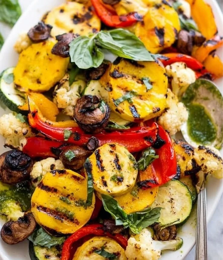 Grilled Vegetables with Fresh Basil Vinaigrette