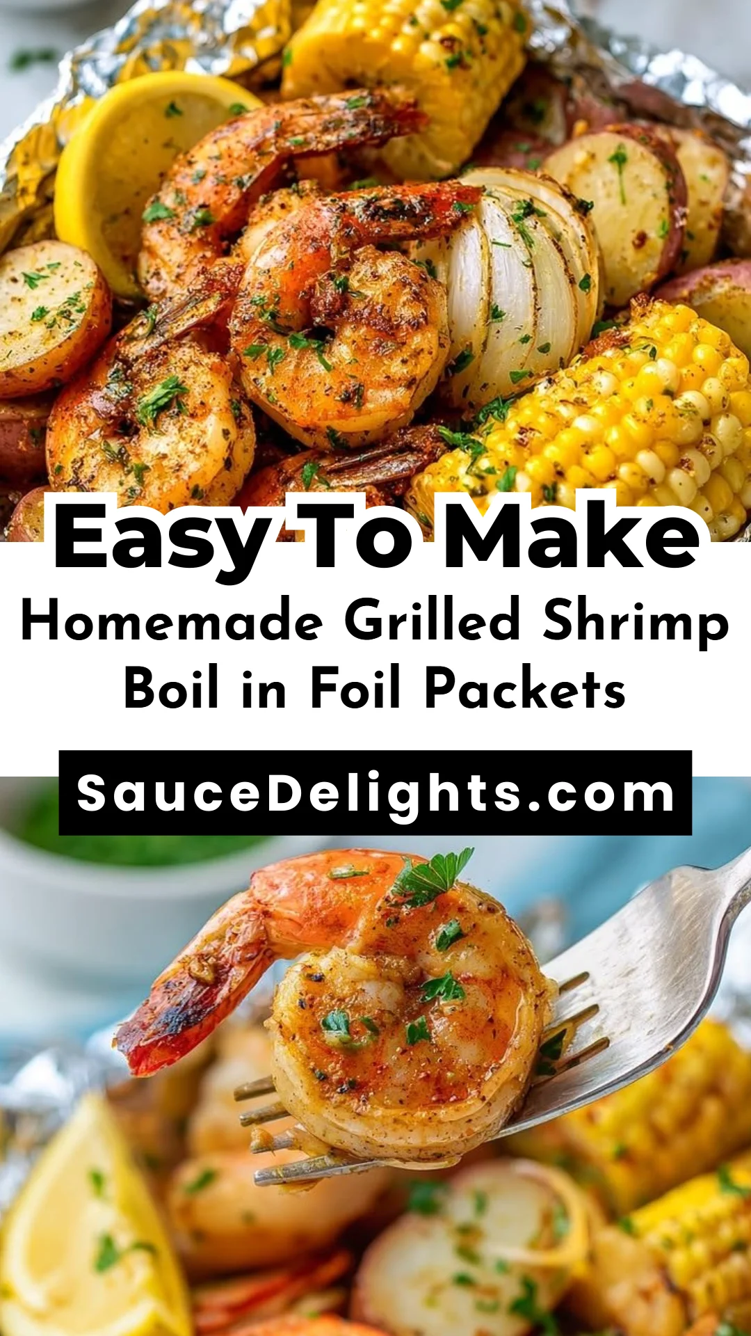 Homemade Grilled Shrimp Boil in Foil Packets