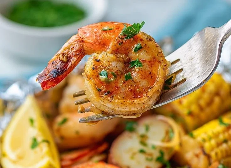 Homemade Grilled Shrimp Boil in Foil Packets