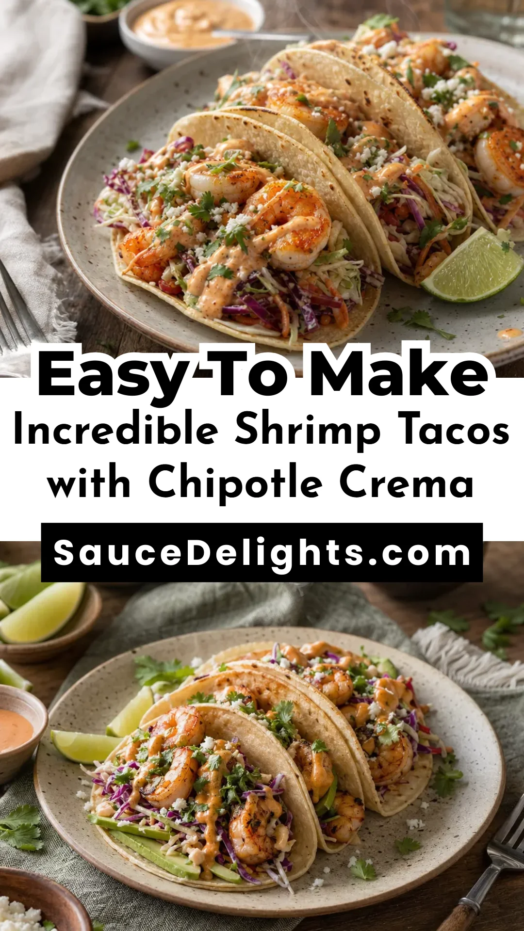 Incredible Shrimp Tacos with Chipotle Crema