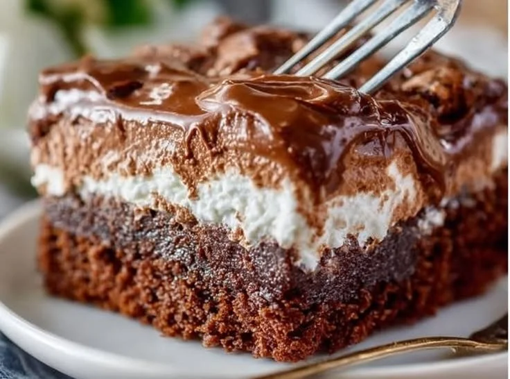Delicious homemade Mississippi Mud Bars with chocolate and marshmallow topping