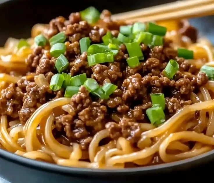 Mongolian Ground Beef Noodles