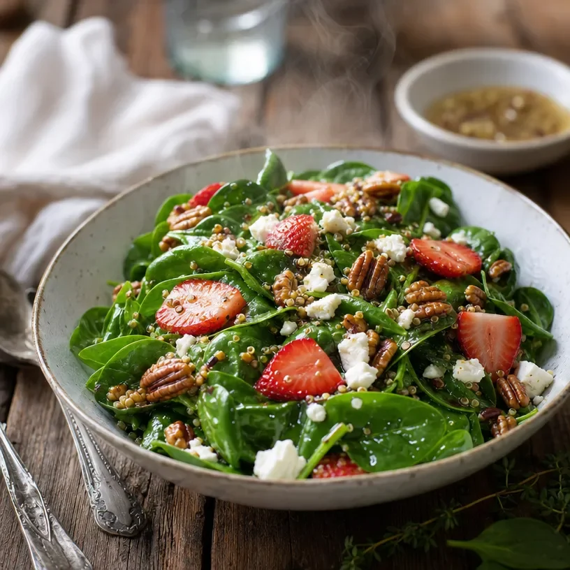 Vibrant spinach salad with fresh vegetables, perfect for spring meals