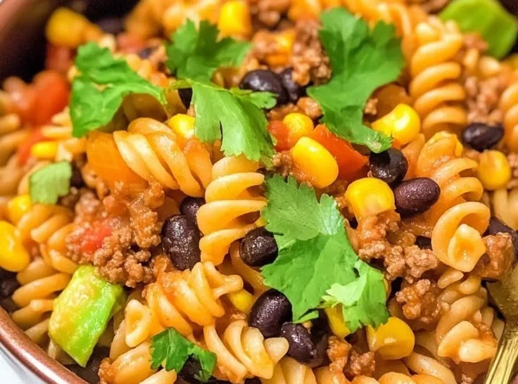 Delicious One Pot Taco Salad featuring fresh ingredients in a colorful presentation.