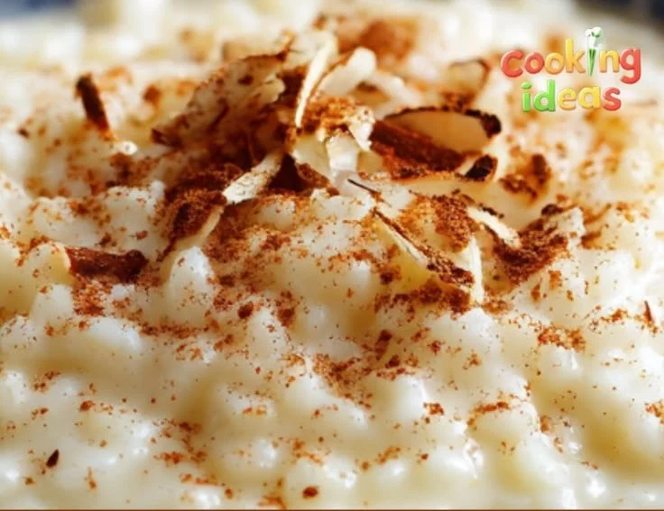 Delicious bowl of homemade rice pudding topped with cinnamon and raisins