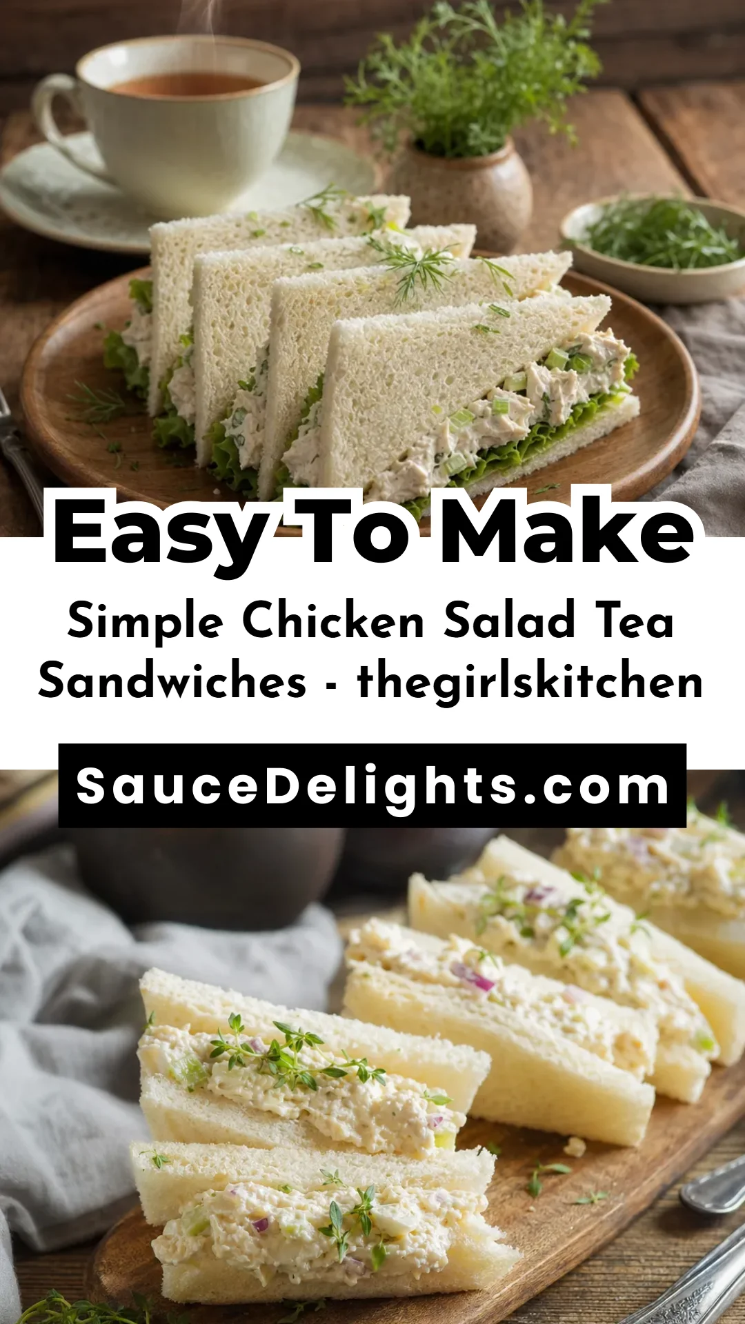 Simple Chicken Salad Tea Sandwiches - thegirlskitchen