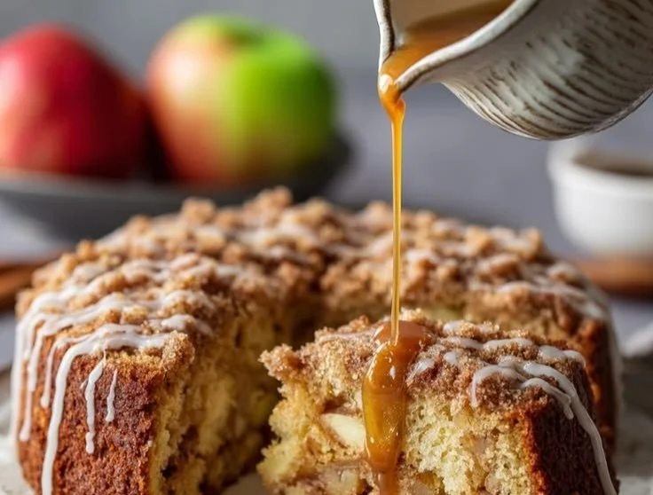 Delicious homemade apple cider cake topped with frosting
