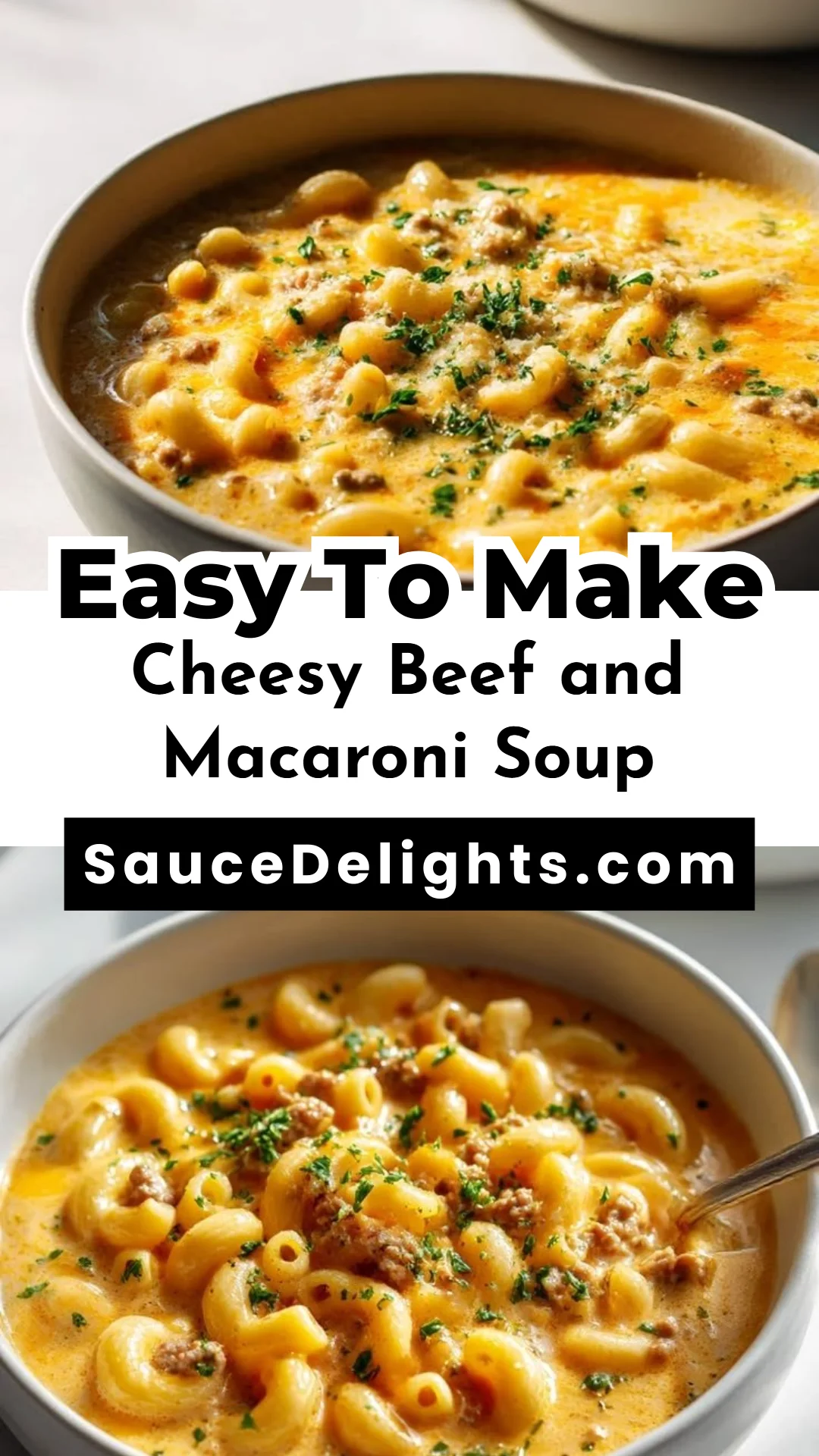 Cheesy Beef and Macaroni Soup
