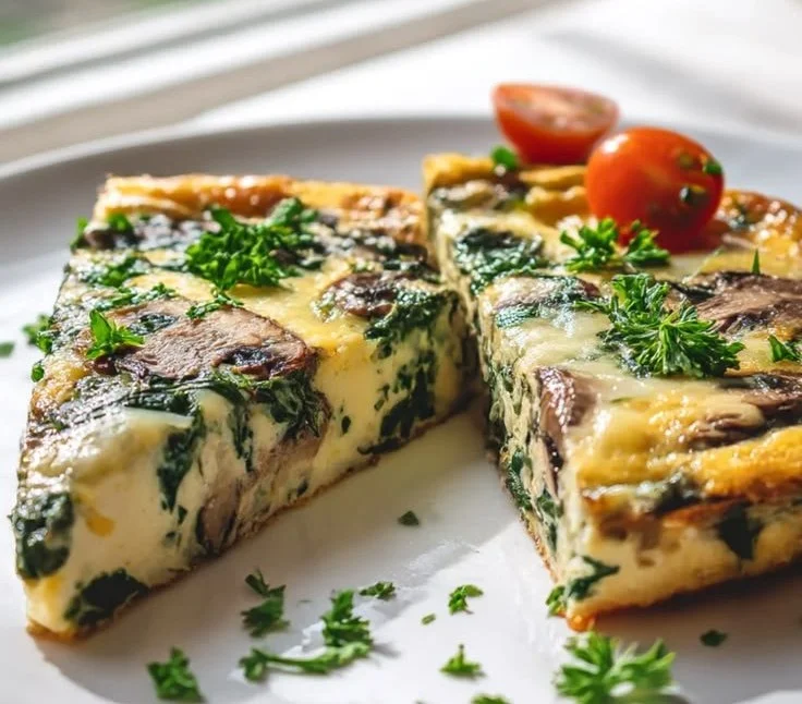 Cheesy Spinach and Mushroom Frittata