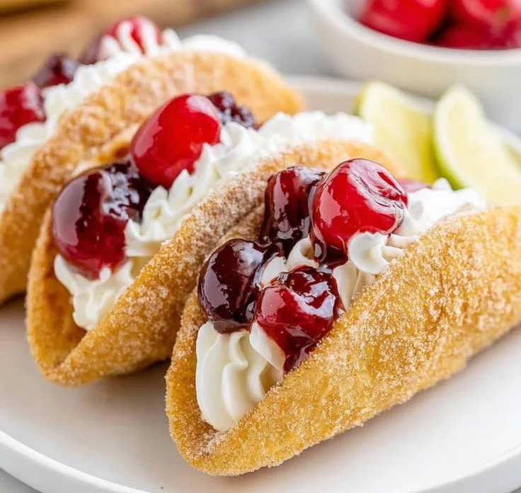 Cherry Cheesecake Tacos