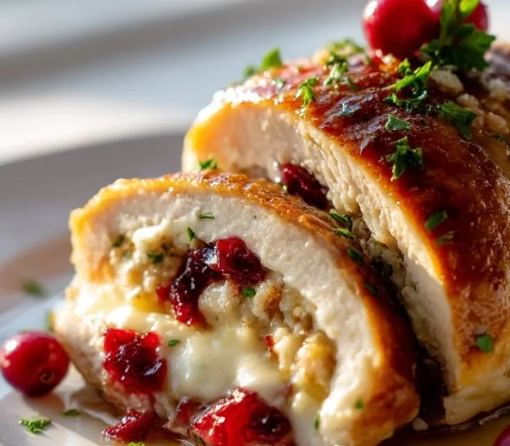 Cranberry Brie Stuffed Chicken Breast
