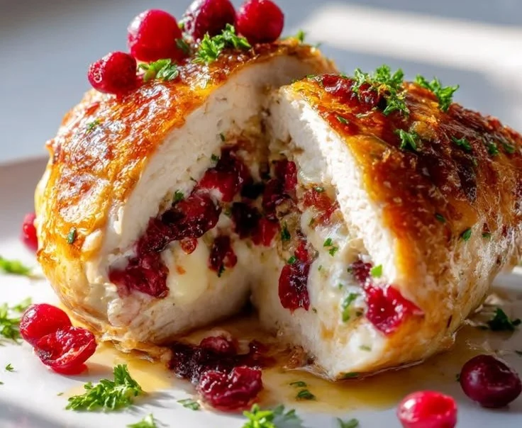 Cranberry Brie Stuffed Chicken Breast