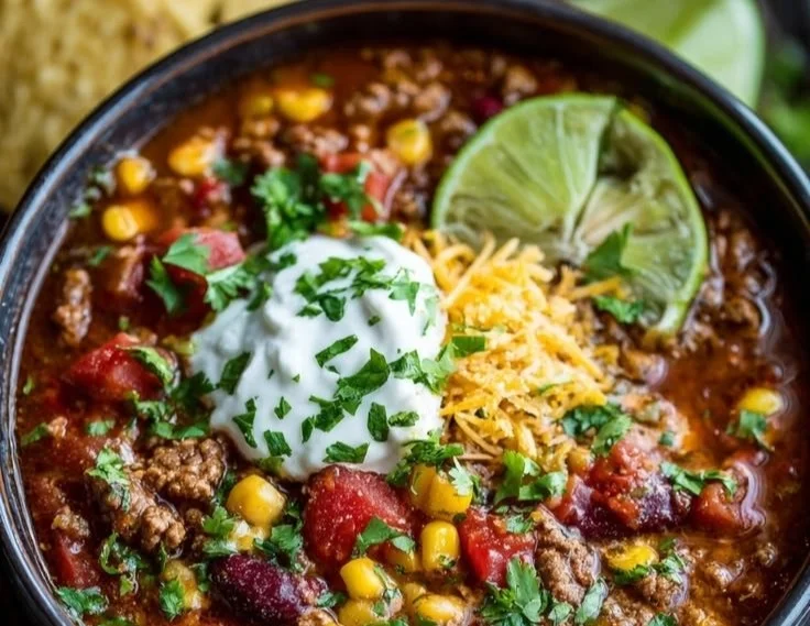 Delicious crock pot taco soup ready in a pressure cooker