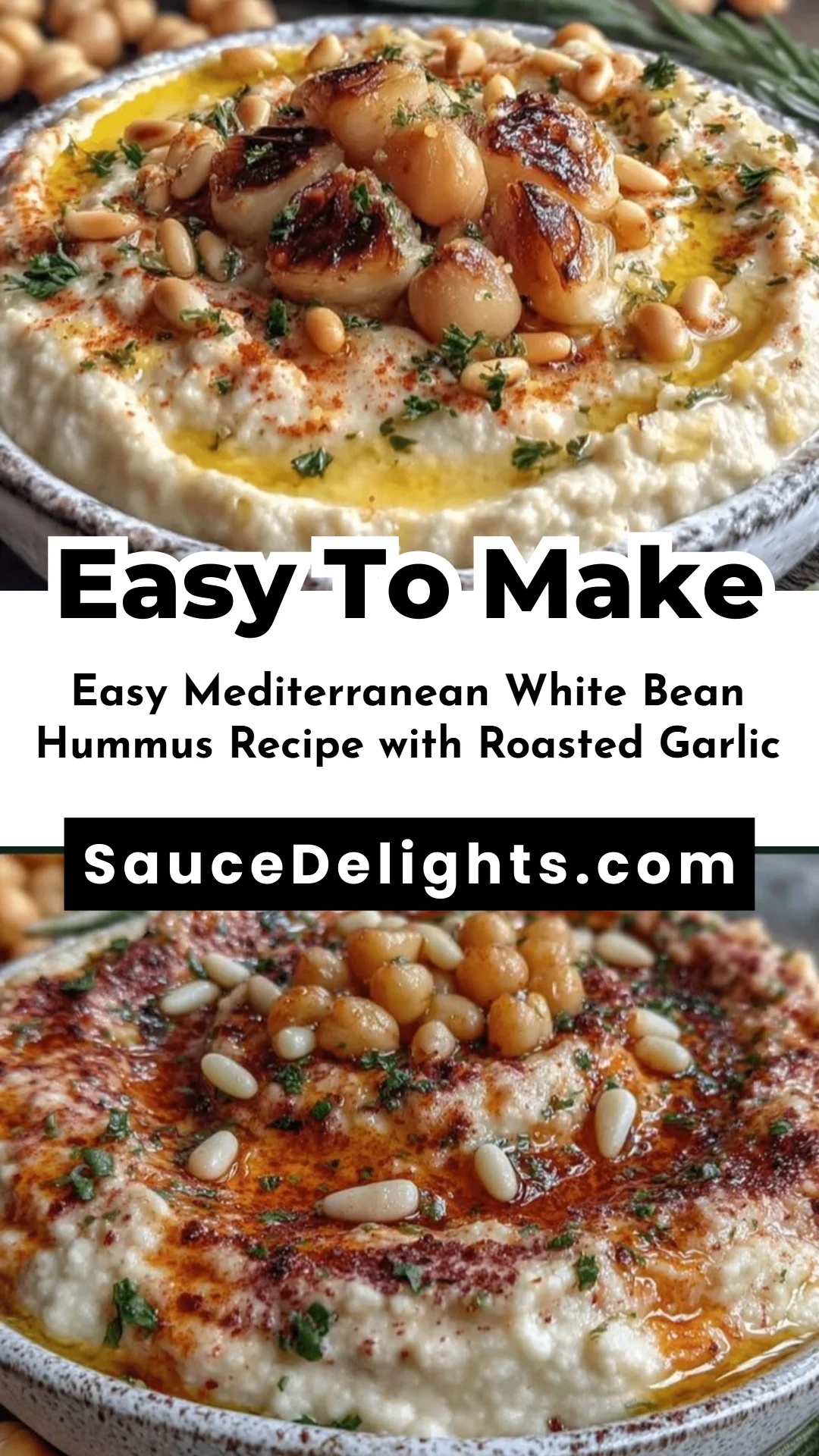 Easy Mediterranean White Bean Hummus Recipe with Roasted Garlic