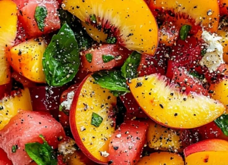 Easy Summer Peach Watermelon Salad