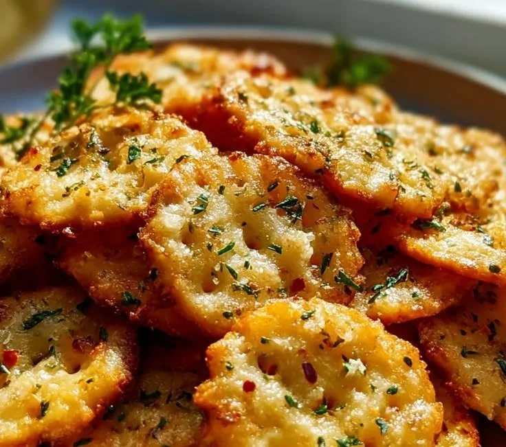 Garlic bread Ritz bites on a platter, perfect for appetizers and snacks.