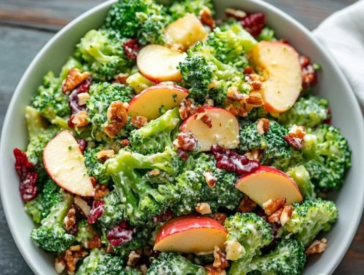 Honeycrisp Apple Broccoli Salad with vibrant colors and fresh ingredients