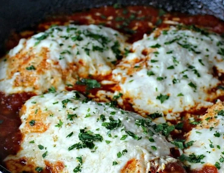 Cheesy and flavorful Ricotta Chicken Bake topped with herbs and spices.