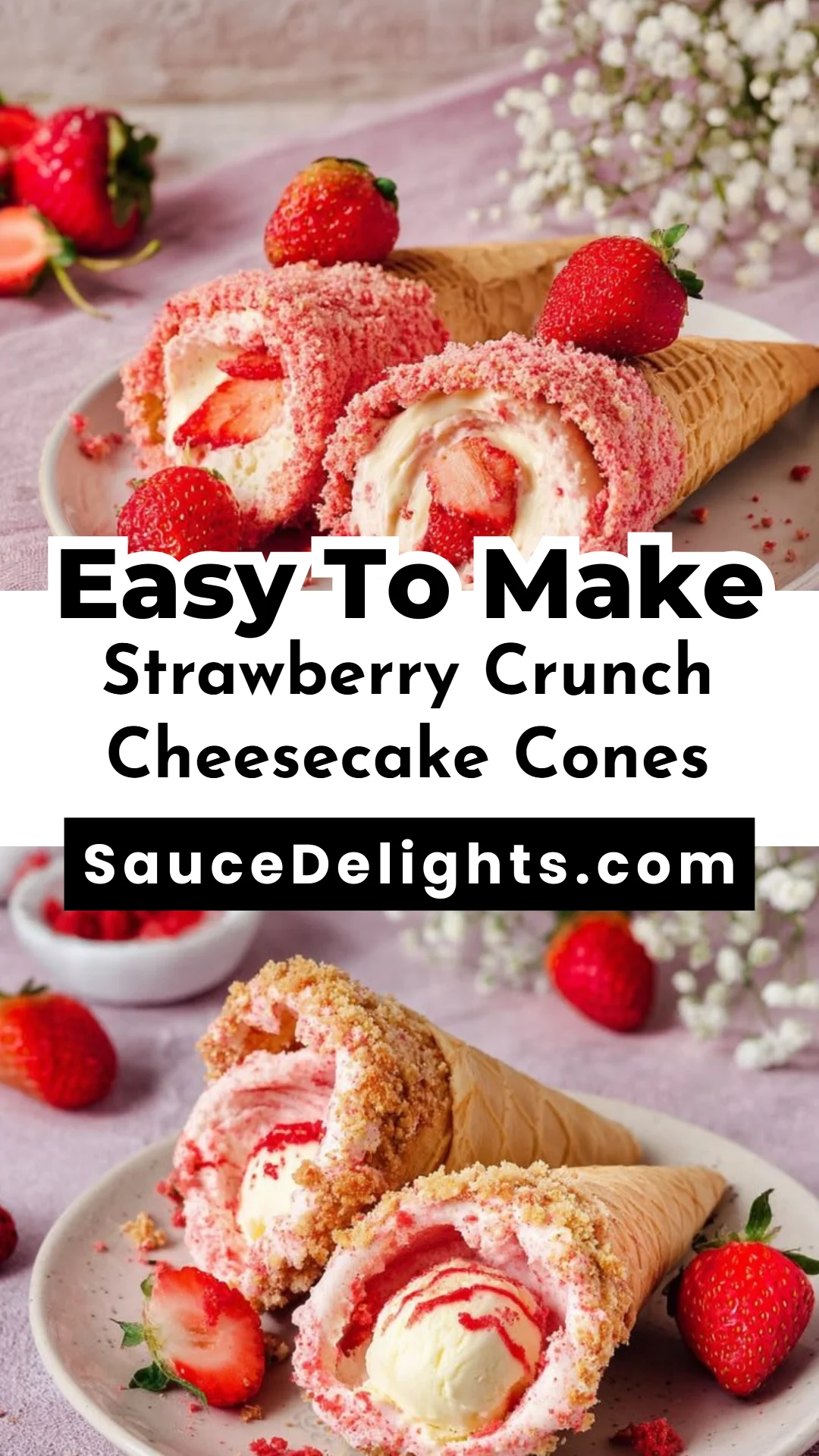 Strawberry Crunch Cheesecake Cones
