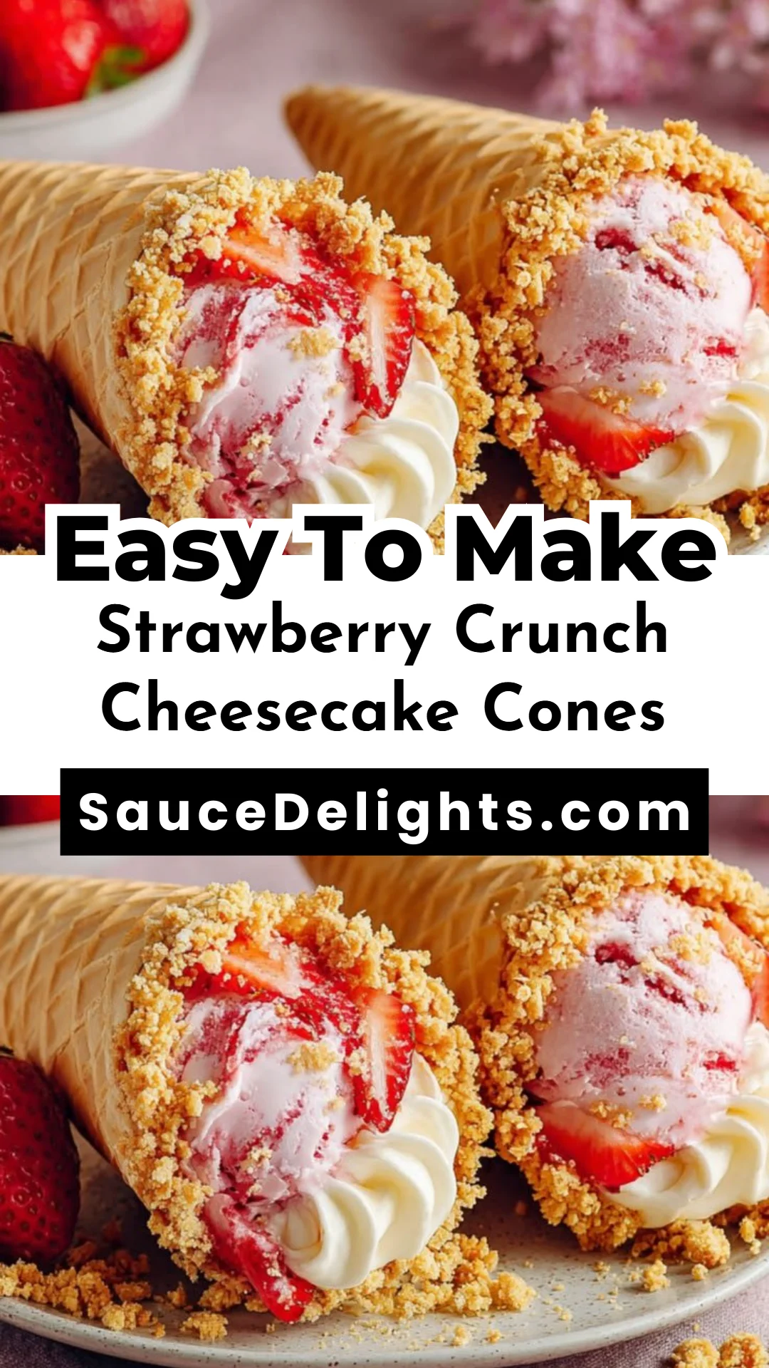 Strawberry Crunch Cheesecake Cones