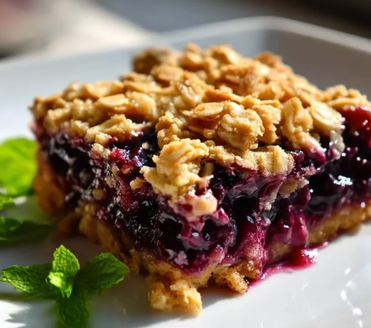 Delicious Sweet Mulberry Crumble dessert topped with a crispy crust.