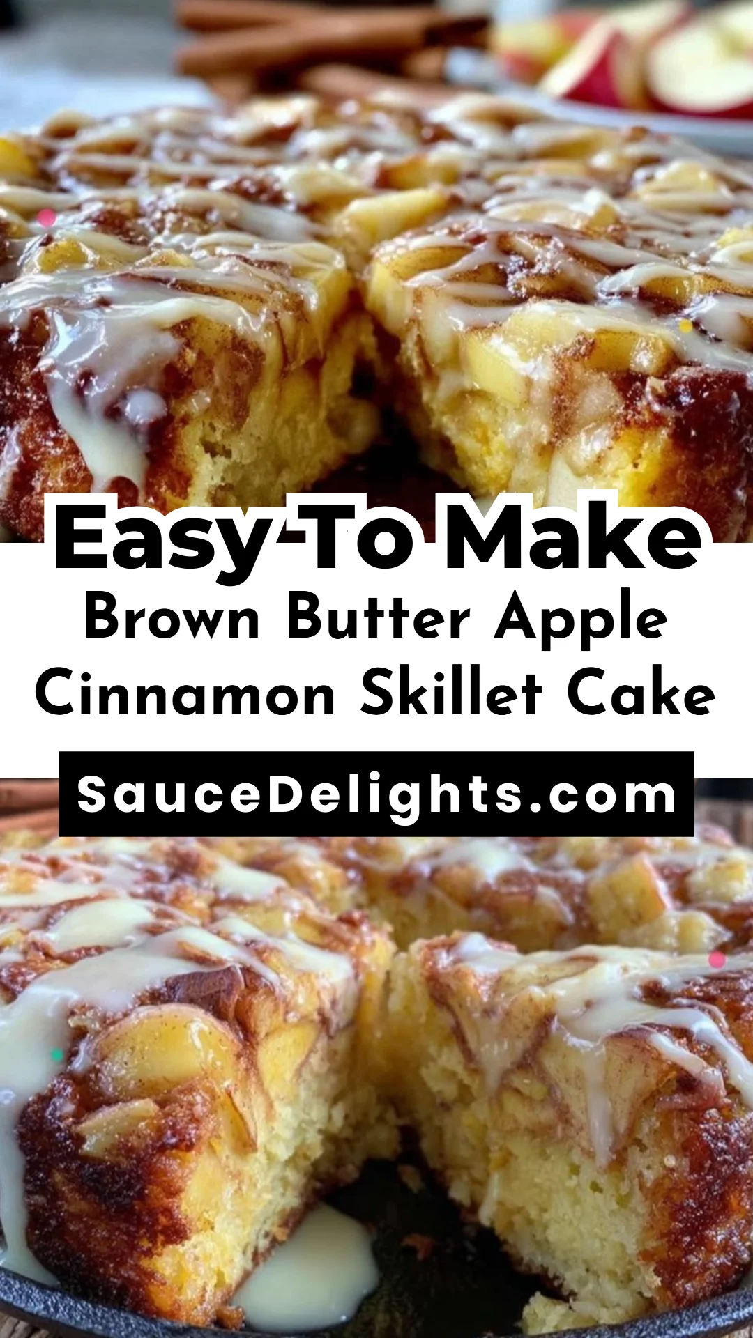 Brown Butter Apple Cinnamon Skillet Cake