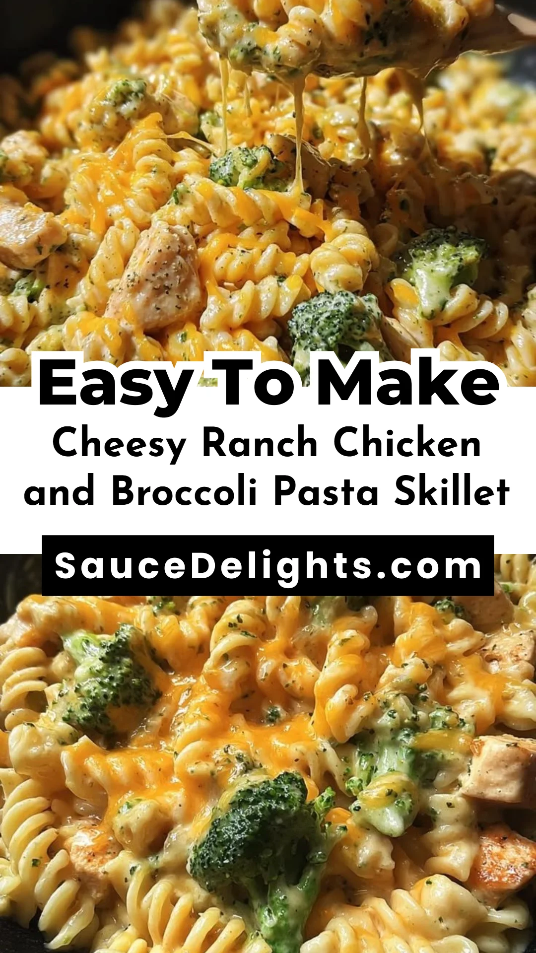 Cheesy Ranch Chicken and Broccoli Pasta Skillet