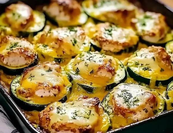 Baked chicken and zucchini dish, healthy and delicious Chicken Zucchini Bake recipe