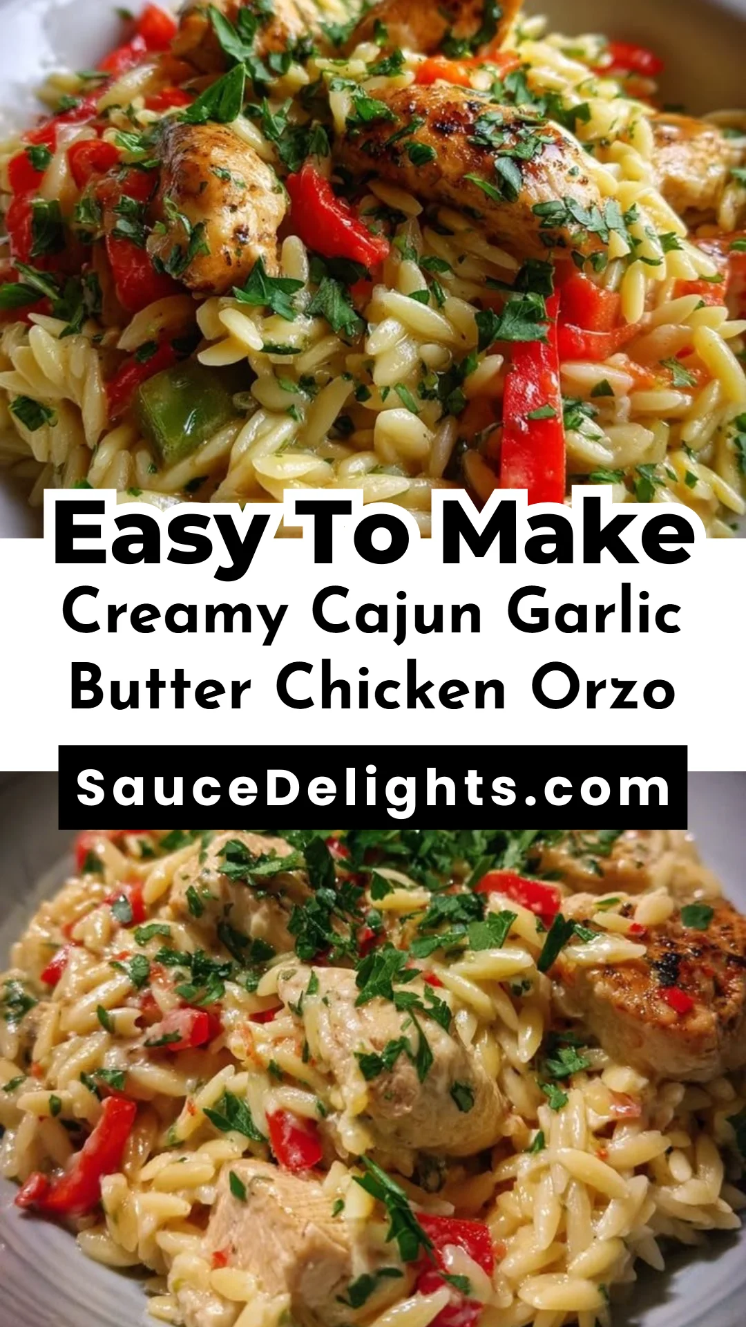 Creamy Cajun Garlic Butter Chicken Orzo