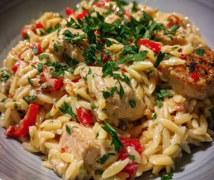 Creamy Cajun Garlic Butter Chicken Orzo