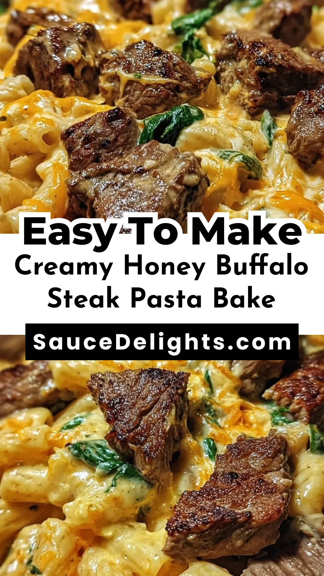 Creamy Honey Buffalo Steak Pasta Bake