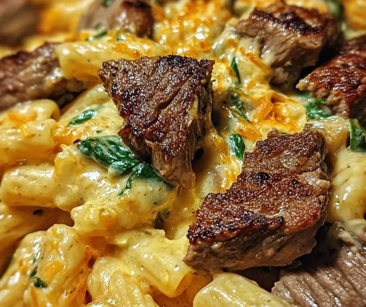 Creamy Honey Buffalo Steak Pasta Bake