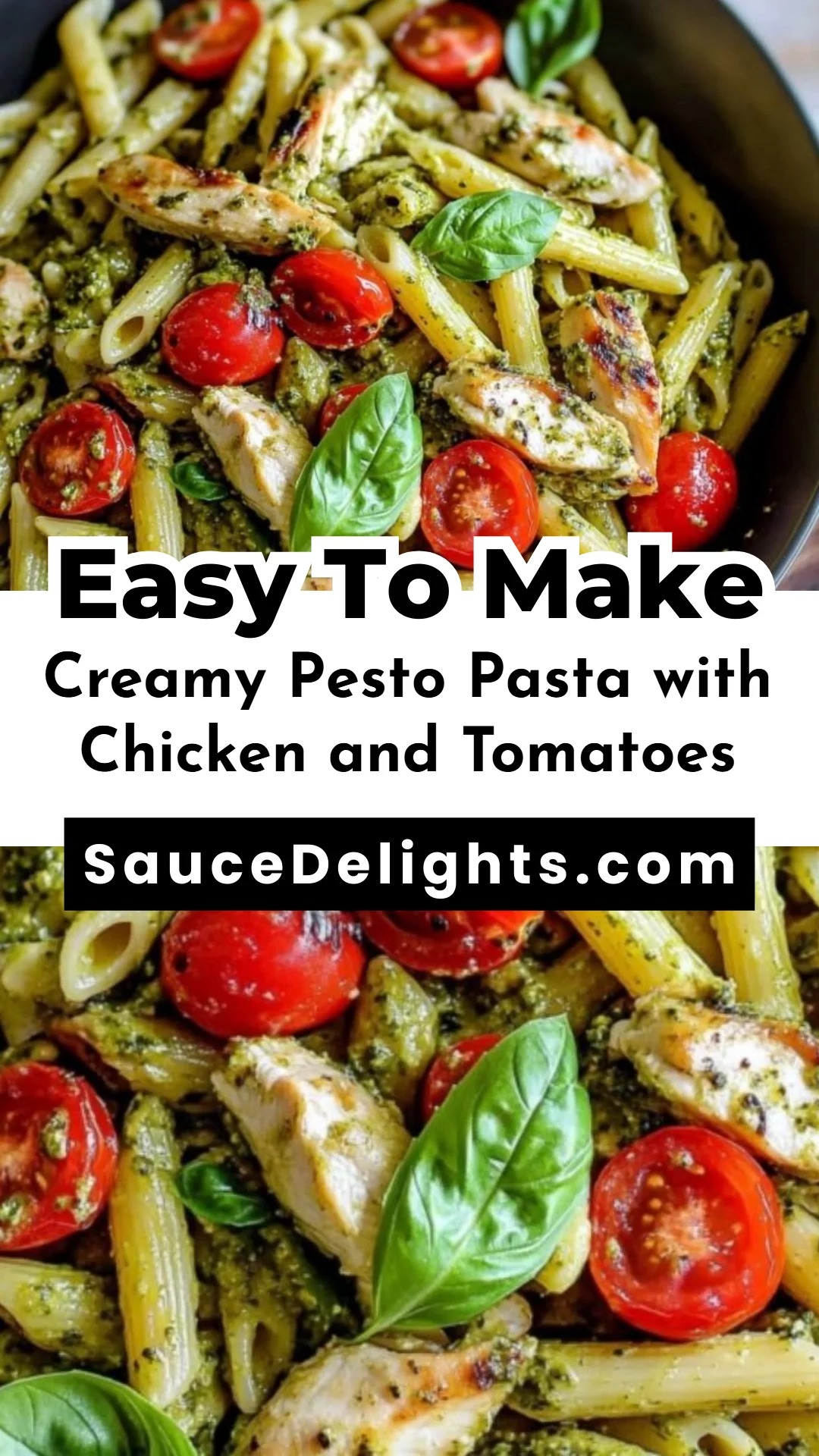 Creamy Pesto Pasta with Chicken and Tomatoes