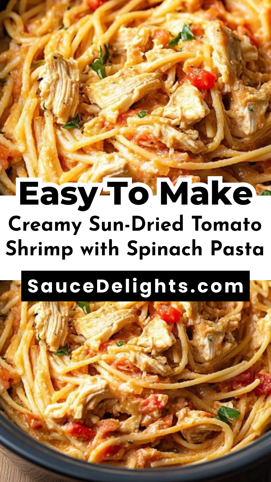 Creamy Sun-Dried Tomato Shrimp with Spinach Pasta