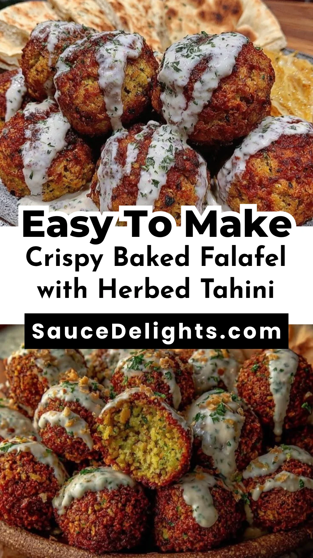 Crispy Baked Falafel with Herbed Tahini
