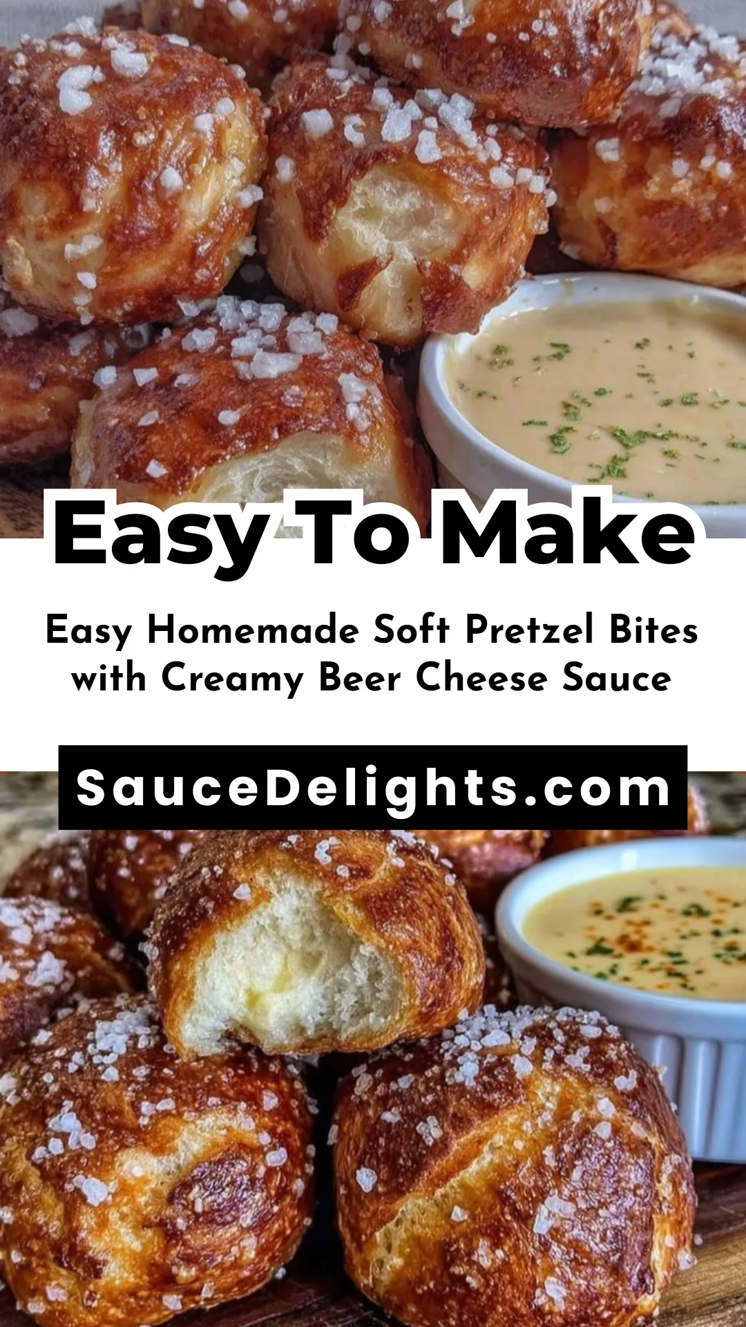 Easy Homemade Soft Pretzel Bites with Creamy Beer Cheese Sauce