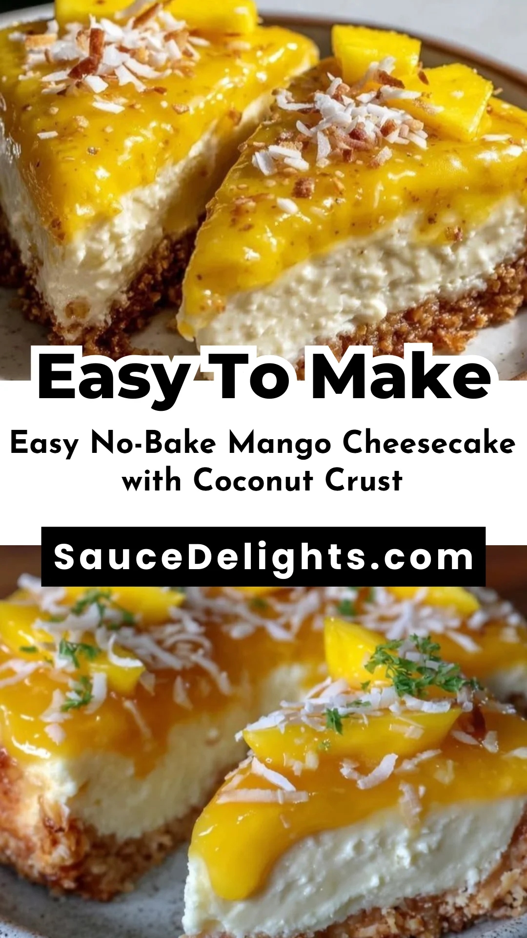 Easy No-Bake Mango Cheesecake with Coconut Crust