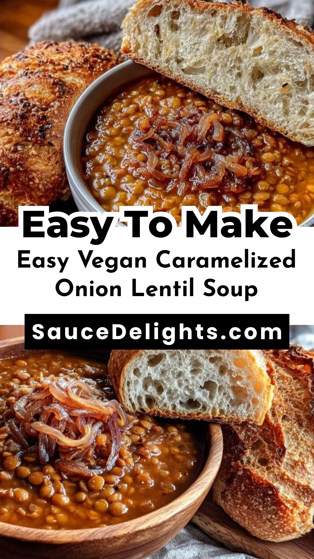 Easy Vegan Caramelized Onion Lentil Soup