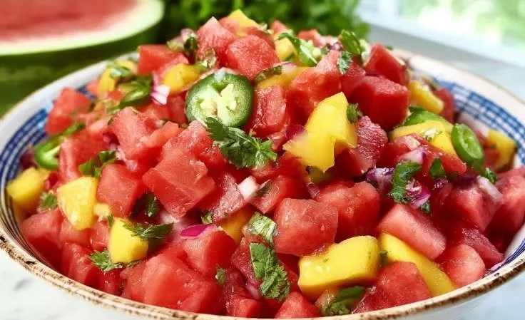 Fresh Watermelon Mango Salsa