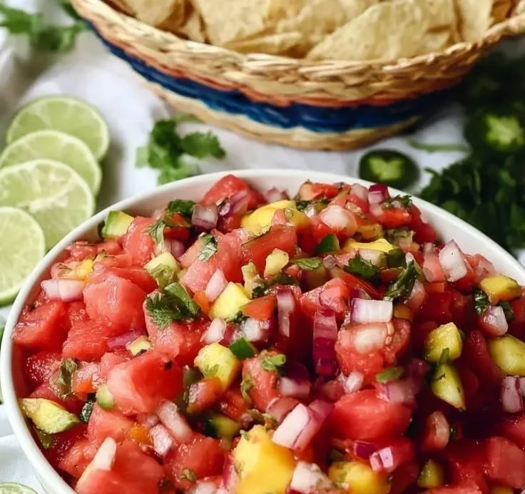 Fresh Watermelon Mango Salsa