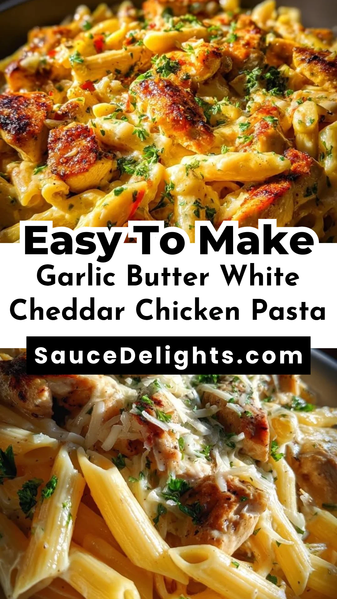 Garlic Butter White Cheddar Chicken Pasta