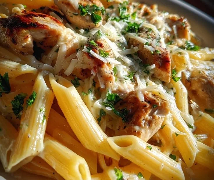 Garlic Butter White Cheddar Chicken Pasta