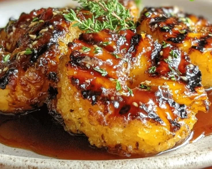 Grilled Peaches with Brown Butter Honey Sauce