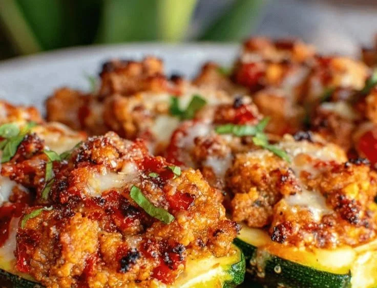 Delicious loaded zucchini boats filled with savory toppings