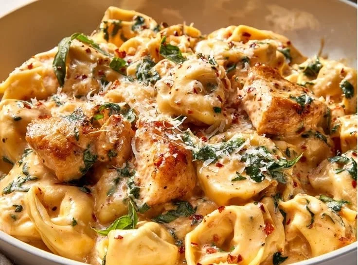 Creamy Marry Me Chicken Tortellini Skillet ready to serve