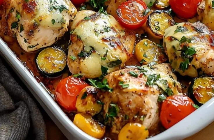 Mediterranean Chicken Zucchini Sheet Pan Delight